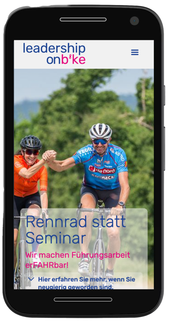 LeadershipOnBike Website mobile Ansicht