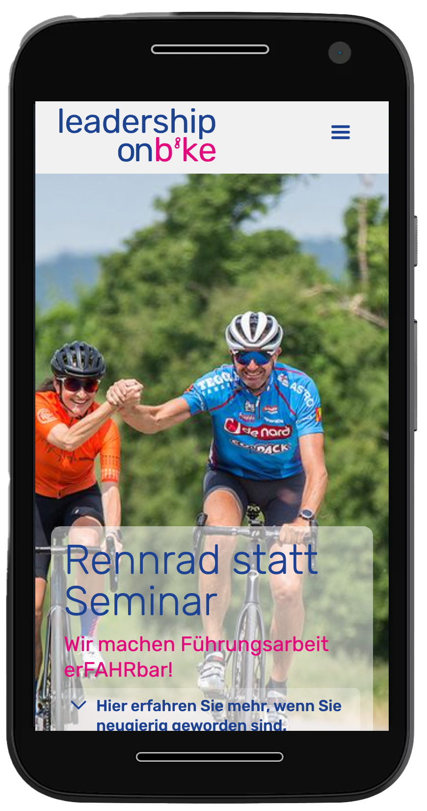 LeadershipOnBike Website mobile Ansicht